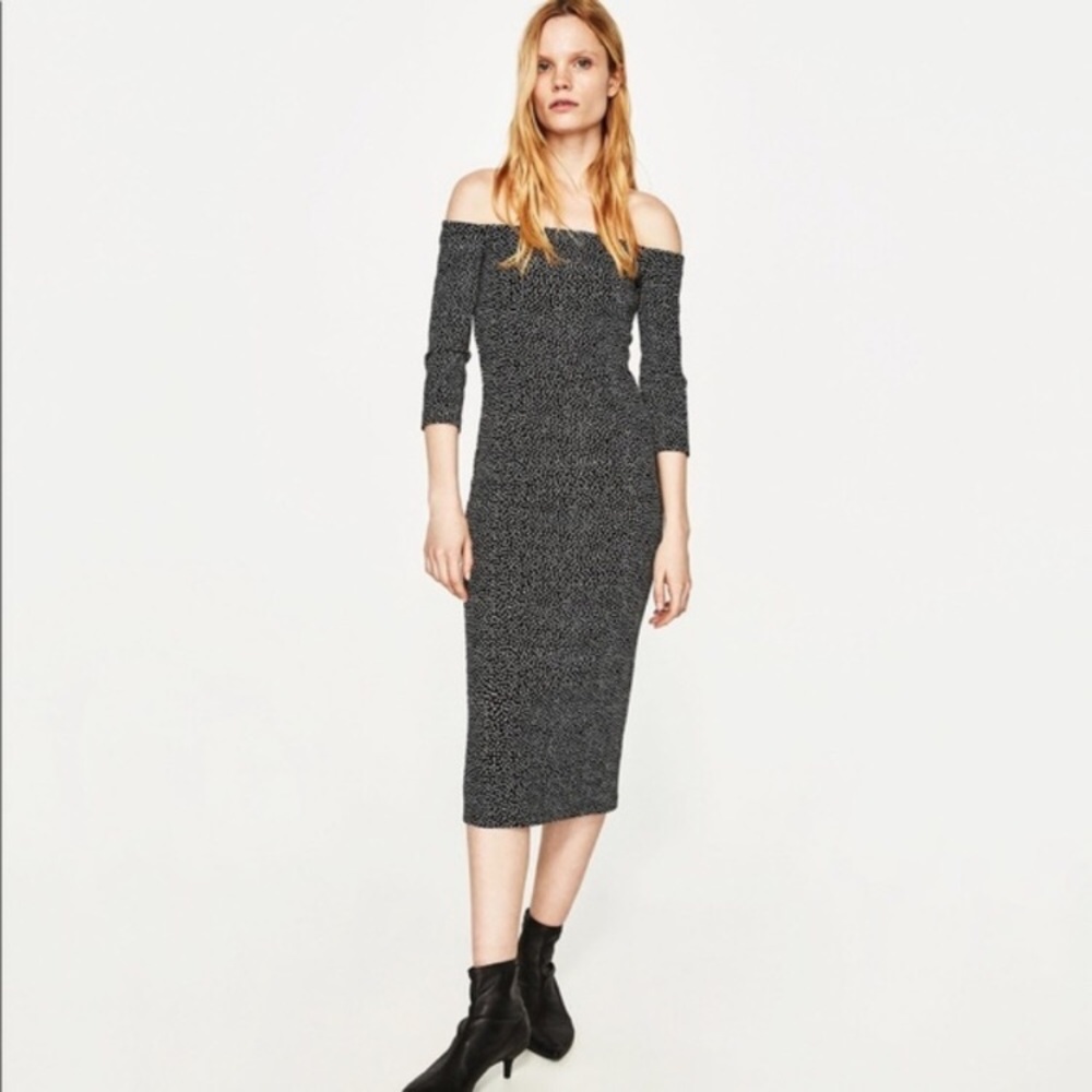 Zara Polka Dot Midi Dress
